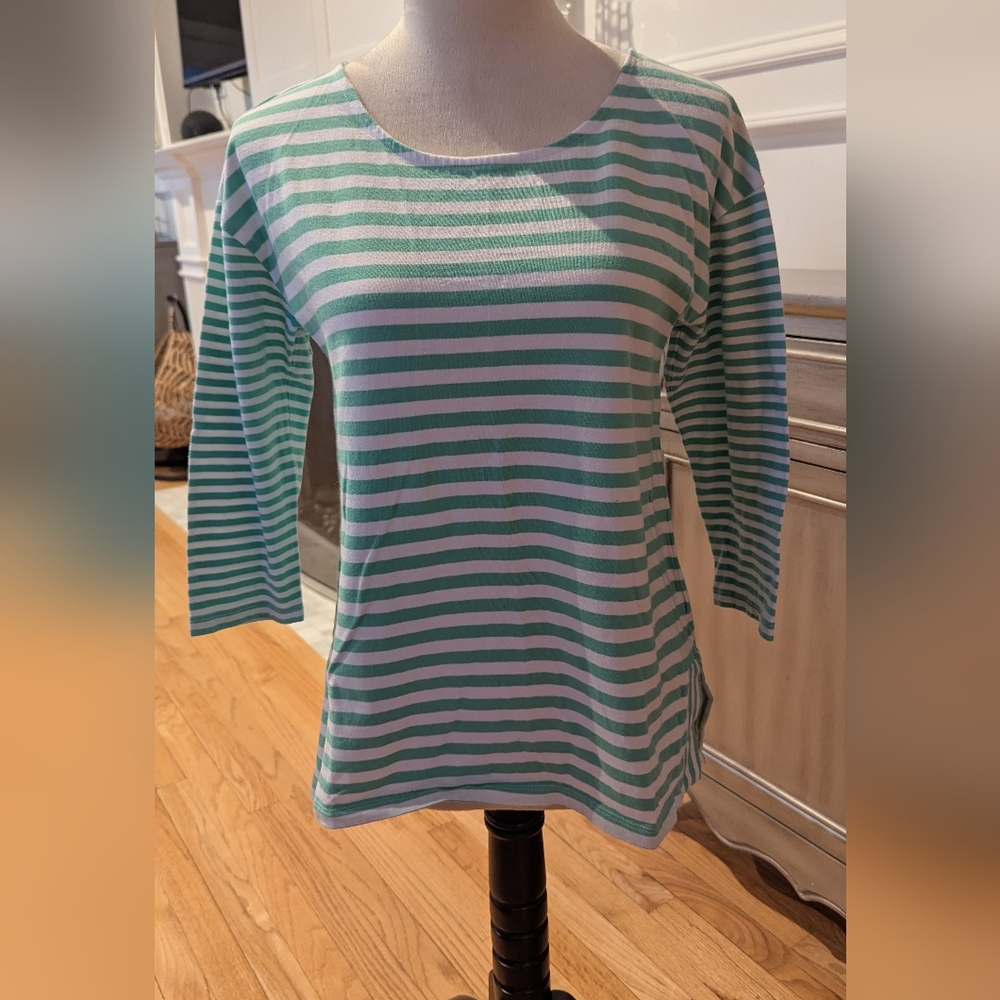 Talbots NWOT striped Green and White Top Women's Top